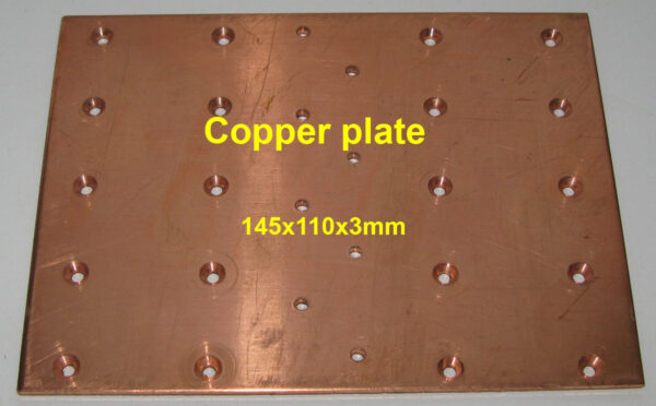 Copper plate. Size 145x110x3mm. For 4x MRF150 (BLF177)